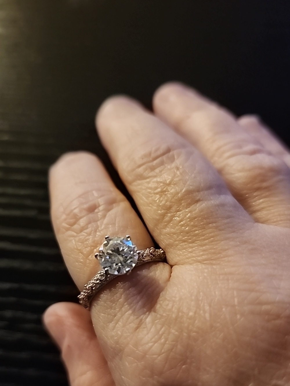 Silver Solitaire Ring with Clear 2 Carat Moissanite Center Stone - Size 9